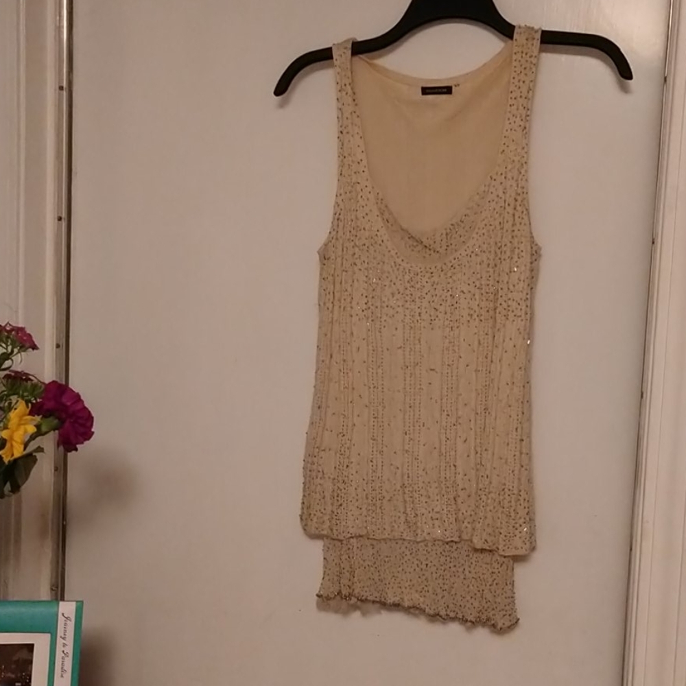 Magaschoni sequin tank w/ silk cami underneath
